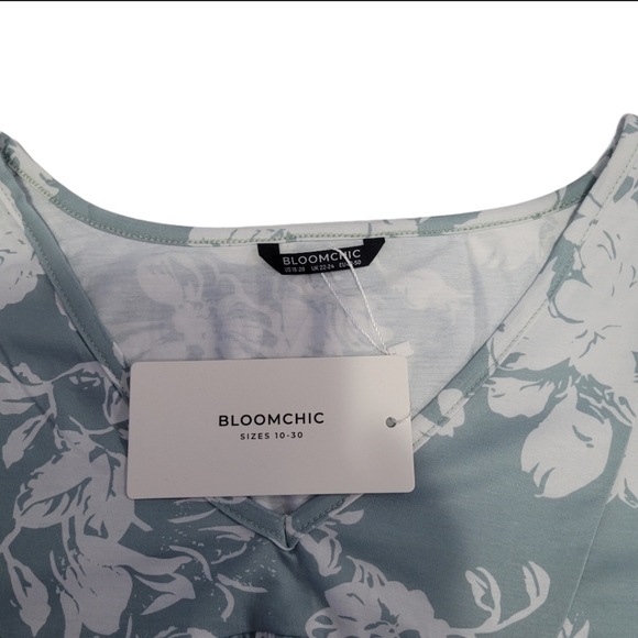 NWT BloomChic Women's 18-20(2X) Short Sleeve Top Green & White - Picture 3 of 16